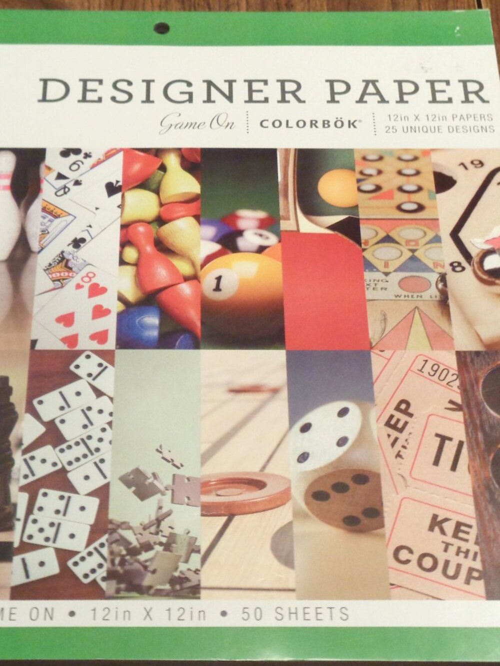 Colorbok Scrapbook Paper - 25 Game Designs - READ